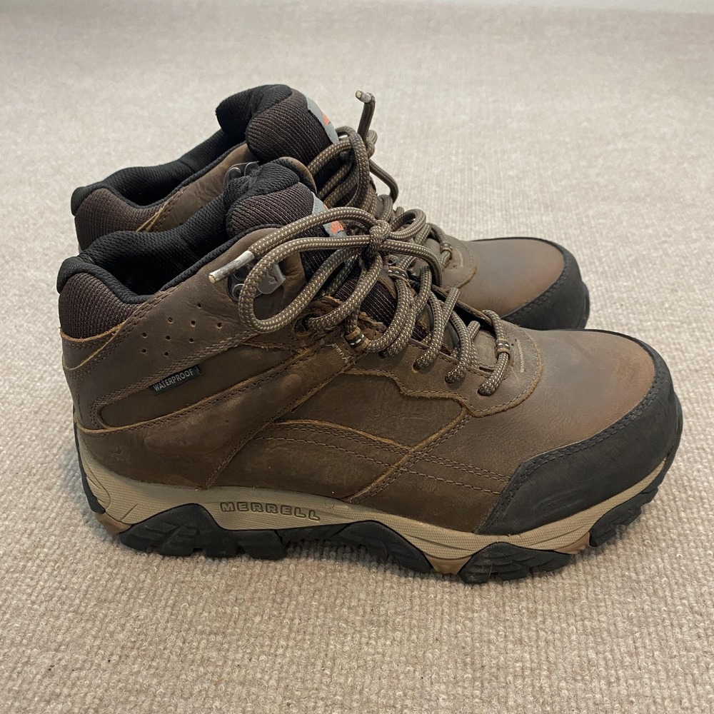 Merrell Work‎ Boots Mens Size 7.5W Brown Leather Waterproof Slip Resistant
